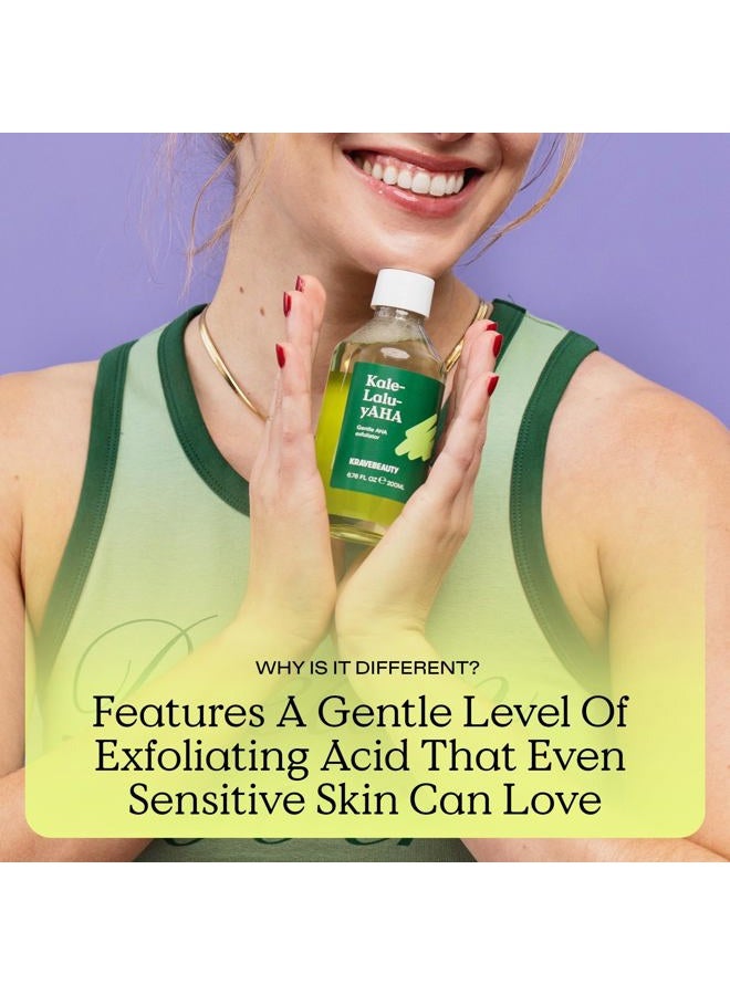 Ginity Kale-Lalu-yAHA, Gentle 5.25% AHA Exfoliator, Contains Glycolic Acid & Hyaluronic Acid, Unclogs Pores and Hydrates Skin, Vegan & Cruelty Free, 6.76 fl oz - Image 5