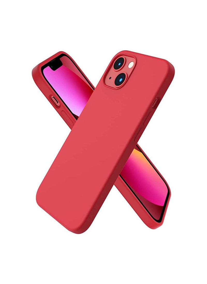 Generic - Compatible with iPhone 14 Case 6.1, Slim Liquid Silicone 3 Layers Full Covered Soft Gel Rubber Case Cover 6.1 inch-Red - Image 1