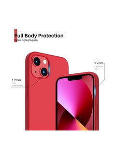 Generic Compatible with iPhone 13 Case 6.1, Slim Liquid Silicone 3 Layers Full Covered Soft Gel Rubber Case Cover 6.1 inch-Red  - Image 2