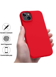 Generic Compatible with iPhone 13 Case 6.1, Slim Liquid Silicone 3 Layers Full Covered Soft Gel Rubber Case Cover 6.1 inch-Red  - Image 4