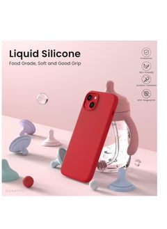 Generic Compatible with iPhone 13 Case 6.1, Slim Liquid Silicone 3 Layers Full Covered Soft Gel Rubber Case Cover 6.1 inch-Red  - Image 5