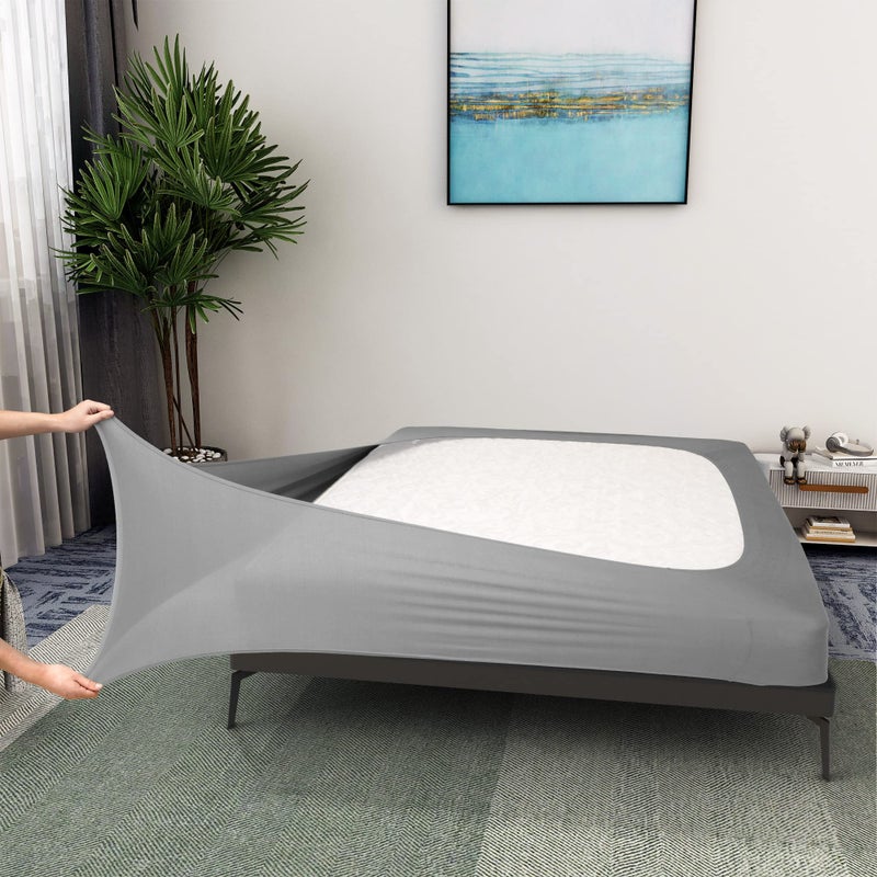 ALYVIA SPRING Box Spring Cover Twin Size - Jersey Knit & Stretchy Wrap Around 4 Sides Bed Skirt for Hotel & Home - Twin/Twin XL  Light Gray 