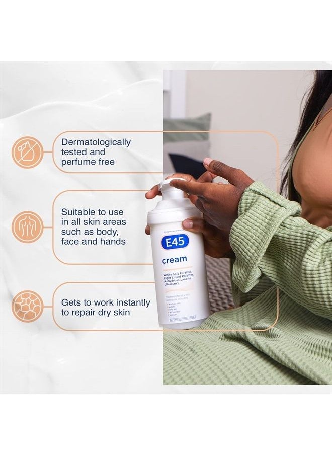 e45 - Eucalyptus Scented Cream, 500g - Whole Body Moisturizer for Dry Skin & Eczema Relief, Paraffin Enriched - Image 1
