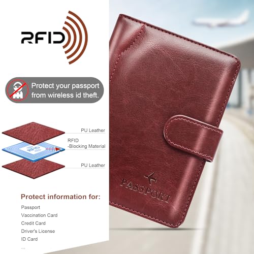 Herain Passport Holder for Travel Cruise Essentials, Passport Cover Wallet Case Women Men, RFID Passports Book Holders Travels Gifts Must Haves Accessories - Image 5