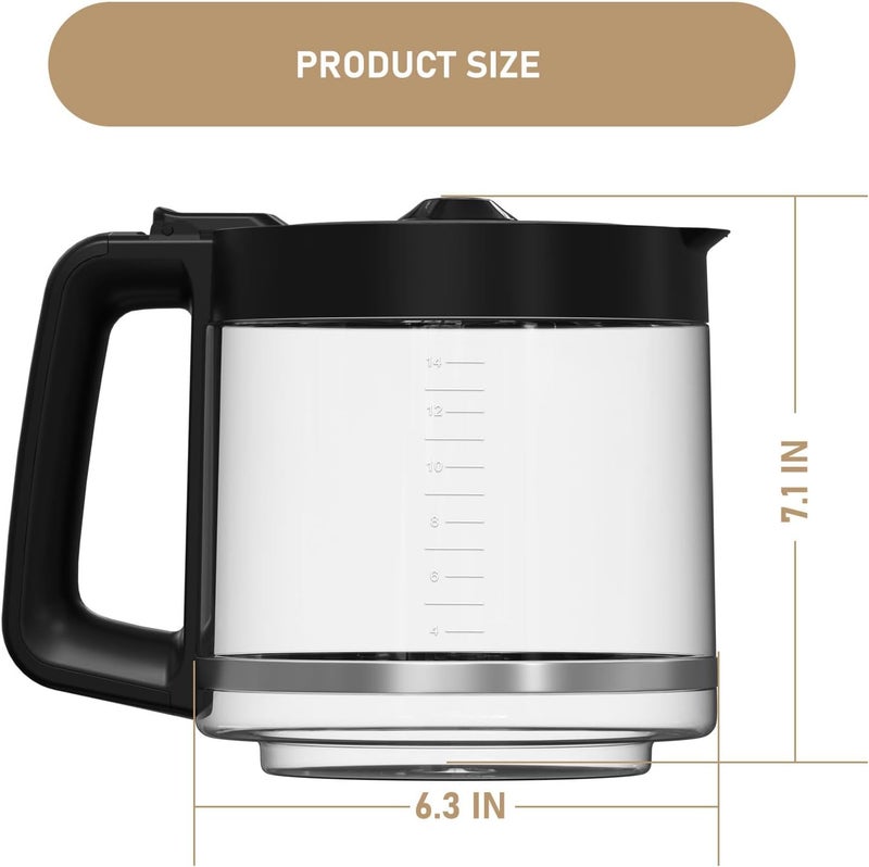Shonshon 14 Cups Coffee Maker Carafe Replacement Pot, Coffee Jug Compatible with Mr. Coffee 14-Cups Programmable Coffee Maker, 1 Pack - Image 5