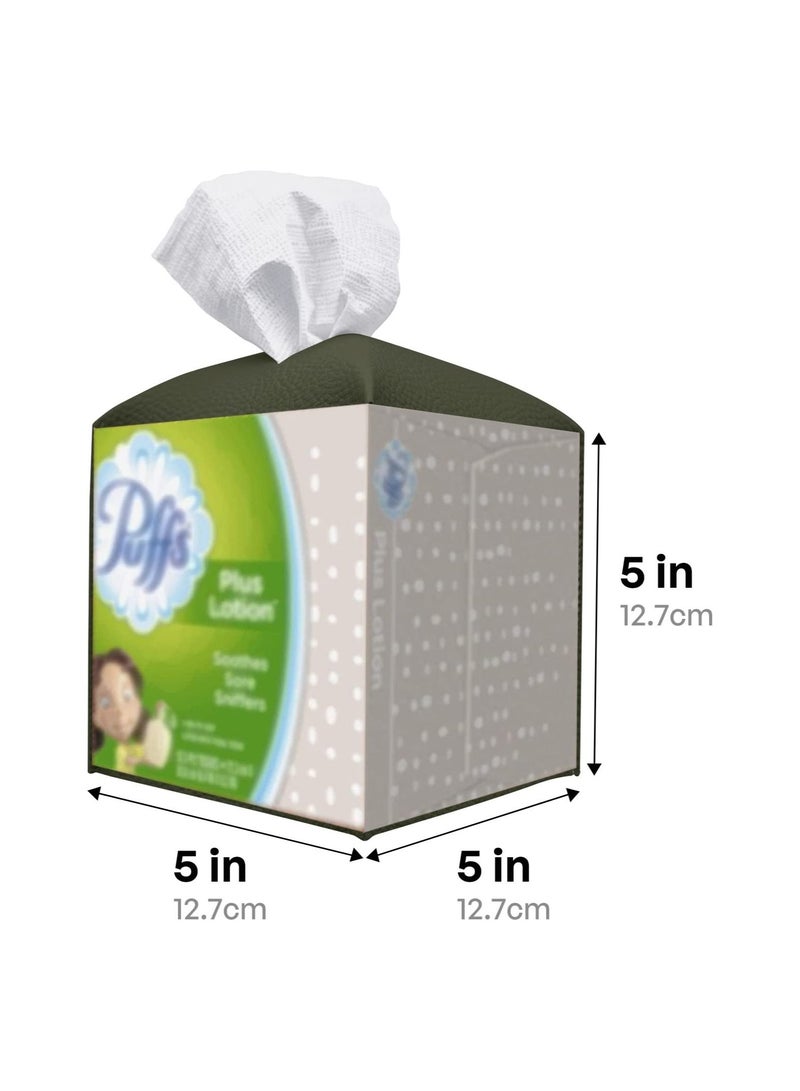 SYOSI Tissue Box Cover, Modern PU Leather Square Tissue Box Holder Decorative Holder, for Organizer for Bathroom Vanity Countertop, Night Stands, Office Desk, Car (Green) - Image 4