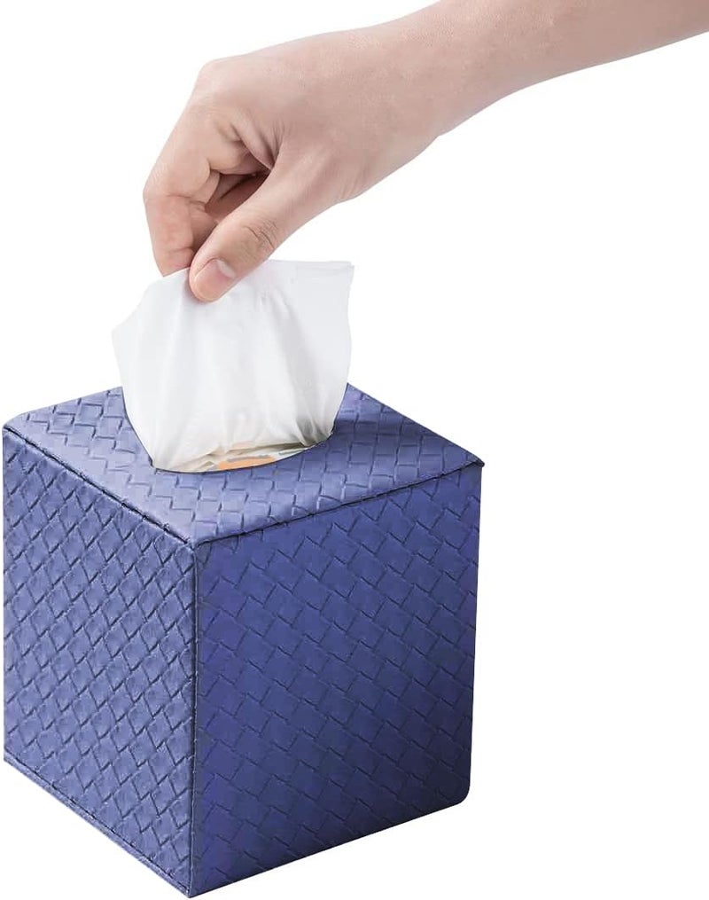 SUNYUROU Blue Tissue Box Cover,Tissue Box Cover Square,Blue Tissue Box Holders,Tissue Holder for Bathroom Accessories,Bathroom Tissue Holders - Image 4