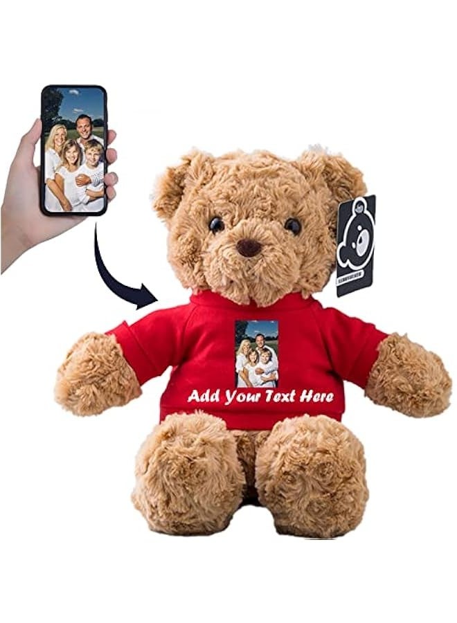 Personalized Gifts for Women Men Stuffed Bear Plush Toys with ized Text, Personalized Teddy Bear with T-Shirt as for  s Day Birthday (13 inch-Text+Photo)  - Image 1