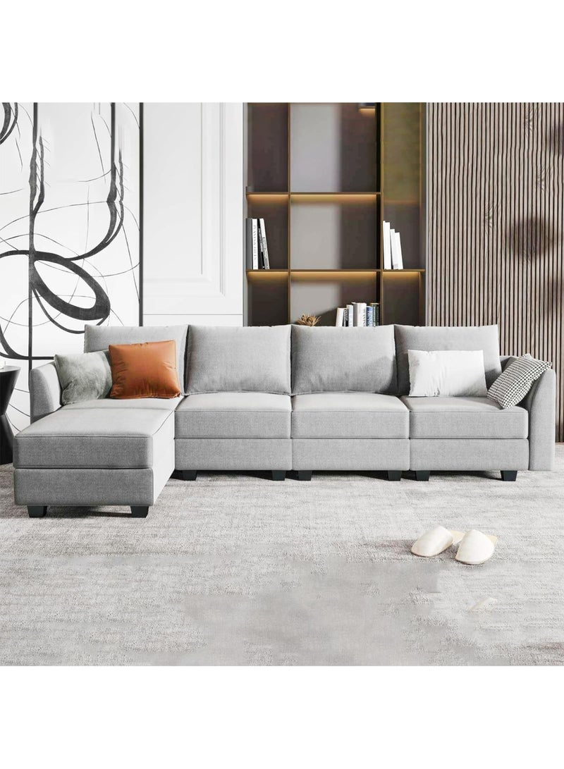 Karnak Avril Sectional Sofa Modern Design Polyester Sofa For Living Room Color  (Grey - 4 Seater) - Image 2