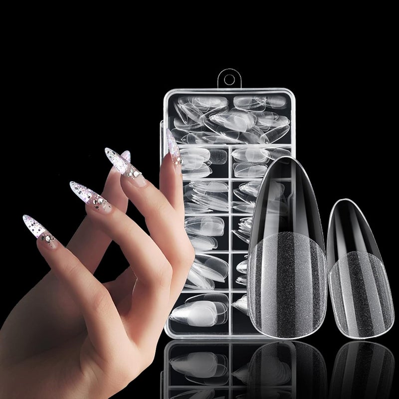 240 Pcs Acrylic Nail Tips French Acrylic Style Fake Clear Nails Tips Nail Extension Tips Artificial Fake Nails With Box for Nail Salons and DIY Nail Art 12 Sizes