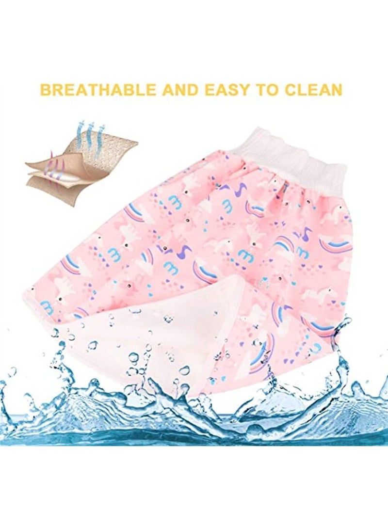 Unicorn Diaper Skirt Short, 2 in 1 for Kids, Potty Training Toddlers, Anti Bed-Wetting Washable Reusable Cotton Bamboo Fiber Waterproof Bed Clothes, 0-4 Year Old Baby Girls Boys  - Image 3