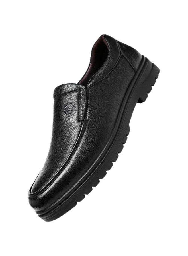 Laorentou Men's Business Casual Shoes Top Layer Cowhide Wrapped Feet Wear-resistant Men's Soft Surface Shoes 19009 Black 39 - Image 3