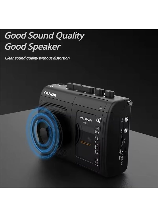 Panda Portable Tape AM/FM Radio Retro Cassette Music Player Walkman Tape Recorders With Loudspeaker Support 3.5mm Headphone Play  - Image 5