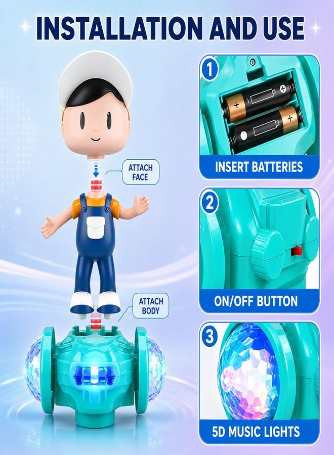 MARVELSTORE Musical Dancing Boy Toy for Kids, 360° Rotating Bump & Go Action Toy with Flashing Lights & Music, Musical Toy for Toddlers & Babies, Birthday Gift for Boys & Girls 1+ Years - Image 5