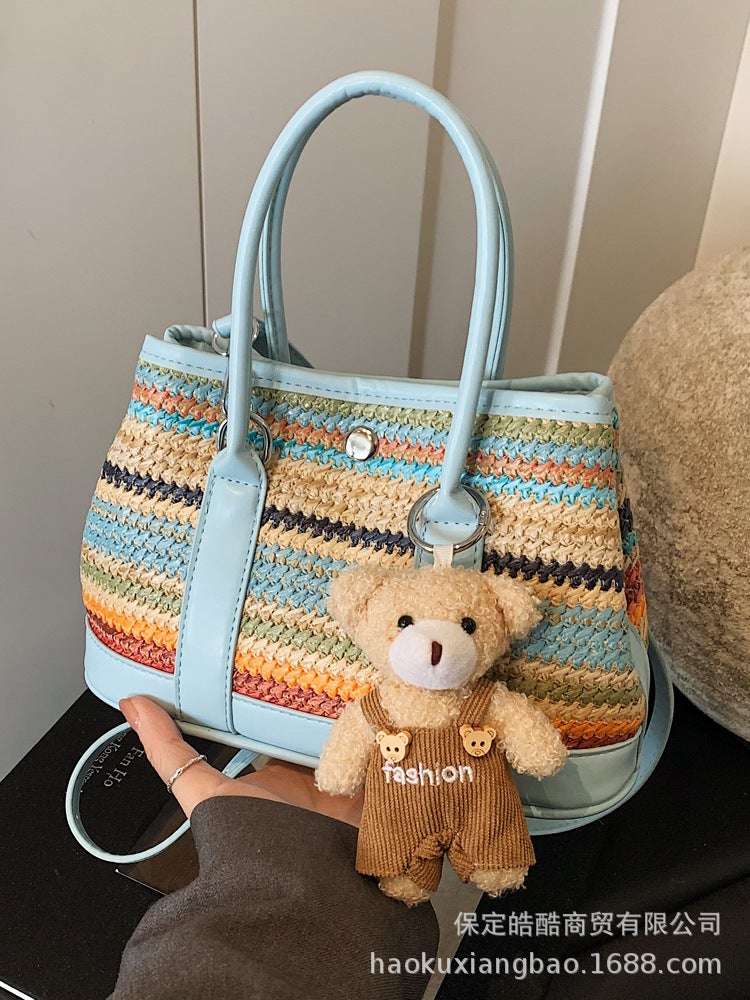 Bohemian Straw Bag Women'S Summer Fashion Crossbody Handheld Woven Tote Bag Seaside Beach Bag - Image 5