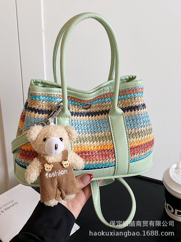 Bohemian Straw Bag Women'S Summer Fashion Crossbody Handheld Woven Tote Bag Seaside Beach Bag - Image 3