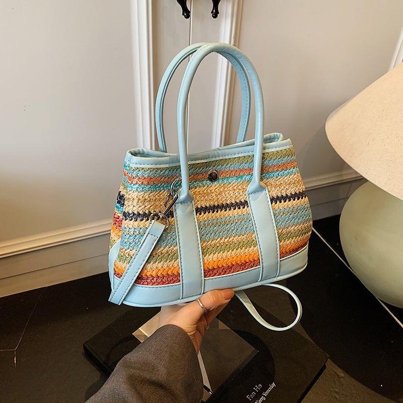 Bohemian Straw Bag Women'S Summer Fashion Crossbody Handheld Woven Tote Bag Seaside Beach Bag - Image 1