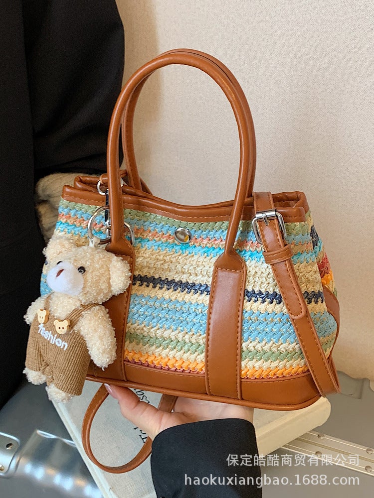 Bohemian Straw Bag Women'S Summer Fashion Crossbody Handheld Woven Tote Bag Seaside Beach Bag - Image 2