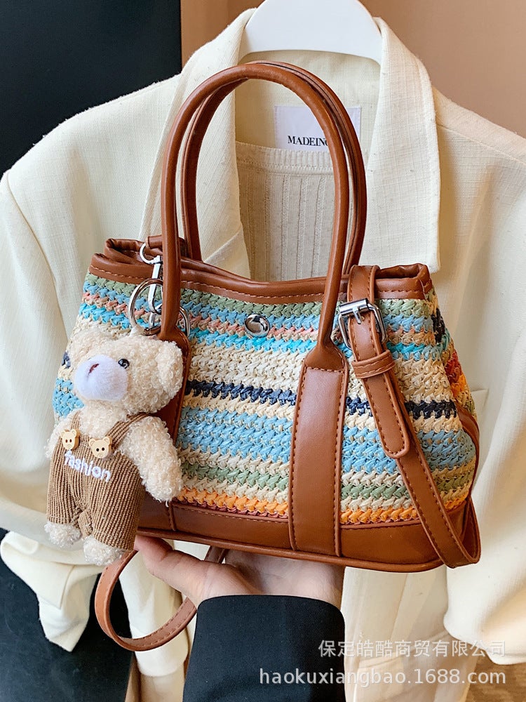 Bohemian Straw Bag Women'S Summer Fashion Crossbody Handheld Woven Tote Bag Seaside Beach Bag - Image 4