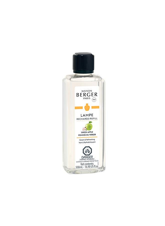 Maison Berger Lampe Berger Fragrance Refill by Maison Berger | for Home Fragrance Oil Diffuser | Purifying and perfuming Your Home | 16.9 Fluid Ounces - 500 milliliters | Made in France (Green Apple) 