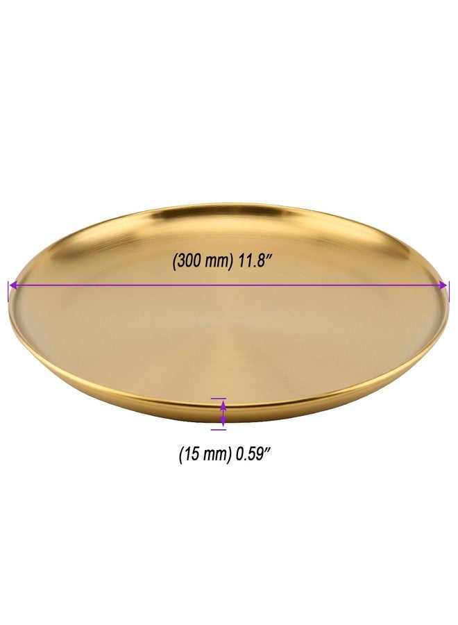 JOIKIT 6 Pack 12 Inch Gold Stainless Steel Plate, Round Metal Dinner Plates, Kitchenware Dinner Dishes Serving Tray Large Camping Plates for BBQ, Snack, Food Serving, Dishwasher Safe - Image 2