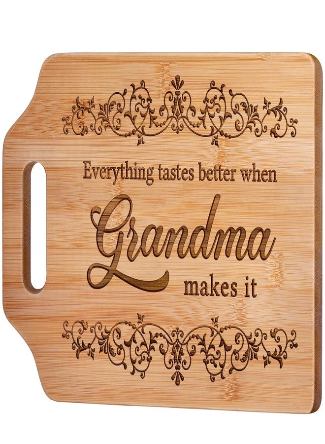 AceThrills Grandma Gifts for Grandma Christmas Birthday Gifts from Grandkids for Mother's Day - Engraved Bamboo Cutting Board 12.3"L x 8.7"W x 0.4"Th (Everything Tastes Better) - Image 1