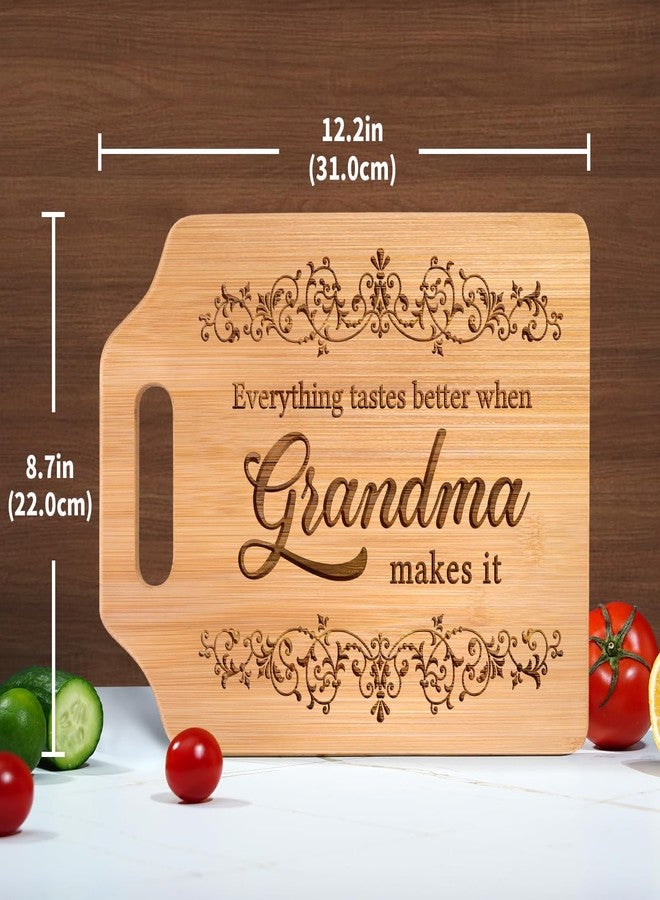 AceThrills Grandma Gifts for Grandma Christmas Birthday Gifts from Grandkids for Mother's Day - Engraved Bamboo Cutting Board 12.3"L x 8.7"W x 0.4"Th (Everything Tastes Better) - Image 2