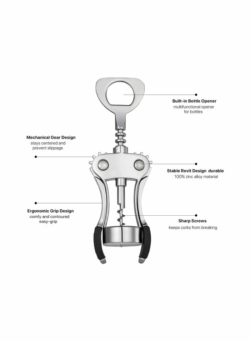 Excefore فتاحة زجاجات، فتاحة زجاجات من سبائك الزنك بجودة عالية مع فتاحة زجاجات متعددة الوظائف وترقية - Image 5