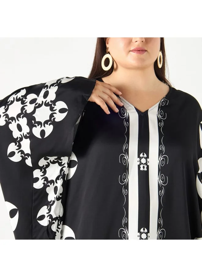 Ulla Popken Plus Size Ulla Popken Printed Kimono Top