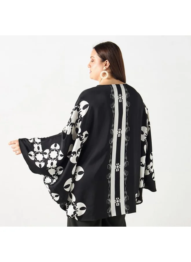 Ulla Popken Plus Size Ulla Popken Printed Kimono Top
