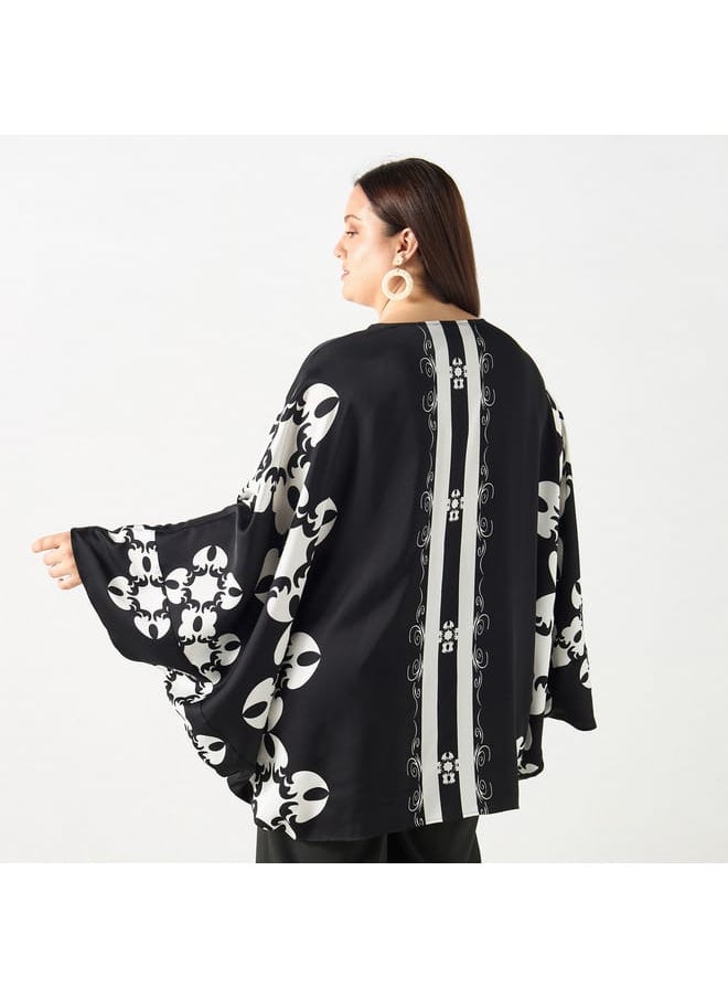 Ulla Popken - Plus Size Ulla Popken Printed Kimono Top - Image 1