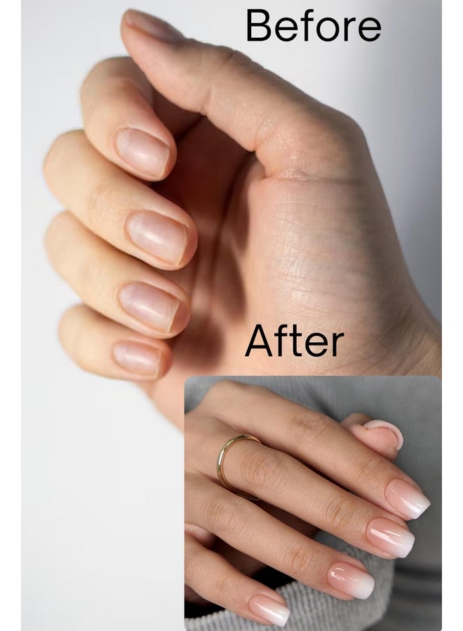 KLOSS BEAUTY French Ombre Short Square Press On Nails Artificial Nails, Reusable Fake Nails, Set Of 22 False Nails Universally Sized Nail Extensions For Women, Longlasting Fake Nails With Glue - Image 2