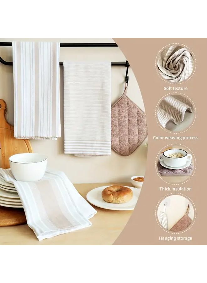 Black Series 4 Piece Kitchen Towel Set Rectangular Stripe Trivet - Image 4