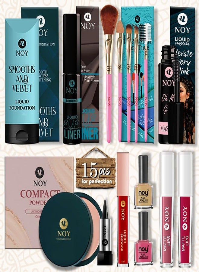 NOY Complete Beauty Makeup Set For Women Full Set With Eyeliner, Lipsticks Long Wear - Image 2