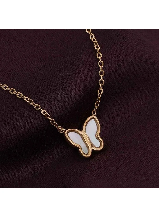 بالموناس PALMONAS 18k Gold Tone Plated Little Butterfly Necklace
 for Women