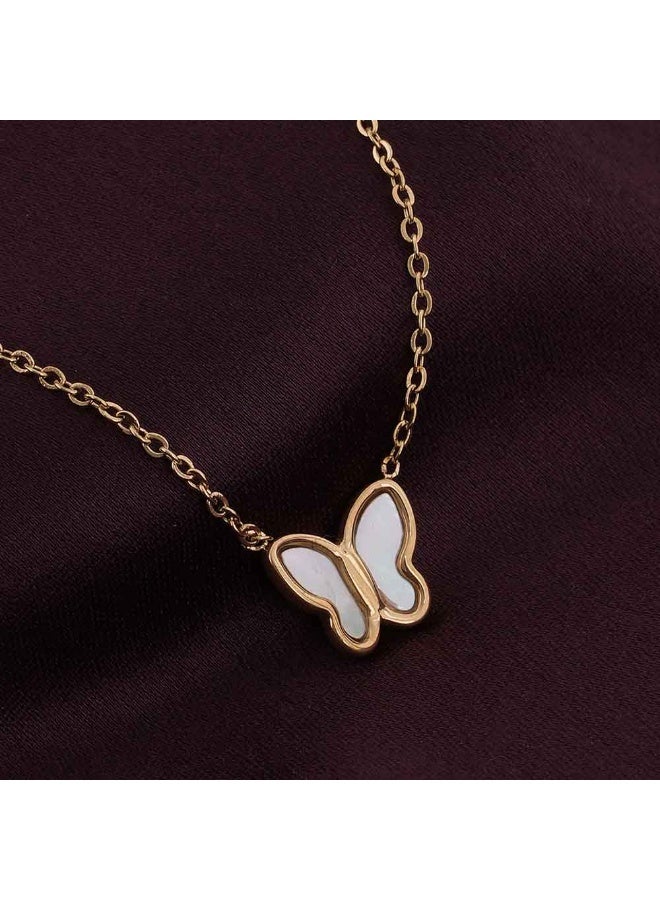 PALMONAS 18k Gold Tone Plated Little Butterfly Necklace
 for Women - Image 2