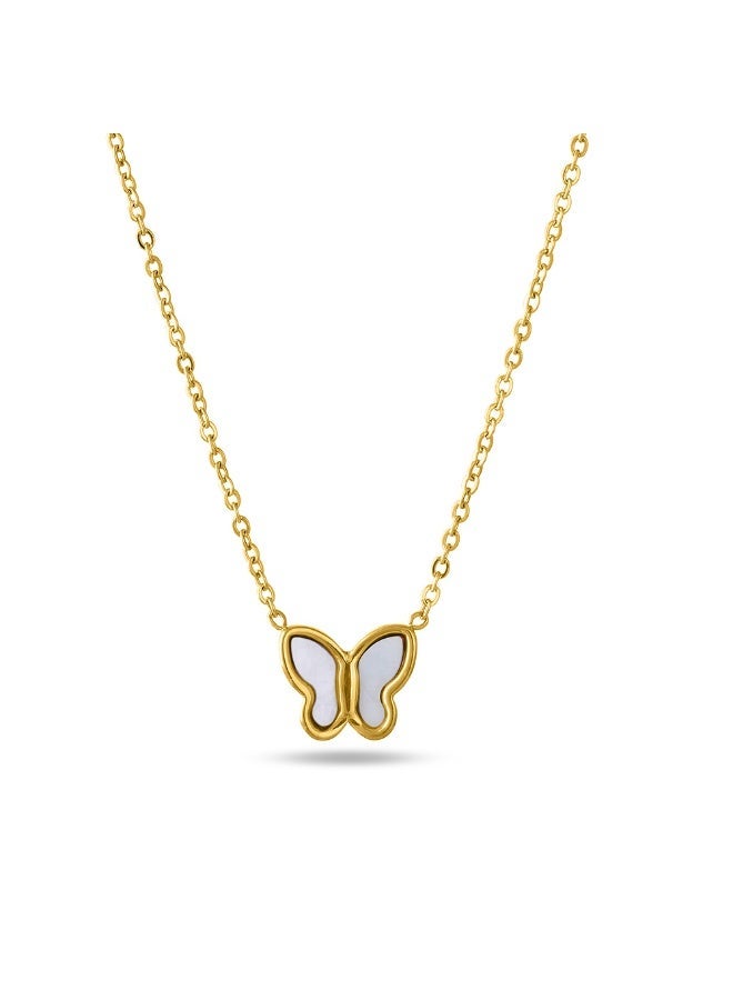 PALMONAS 18k Gold Tone Plated Little Butterfly Necklace
 for Women - Image 1