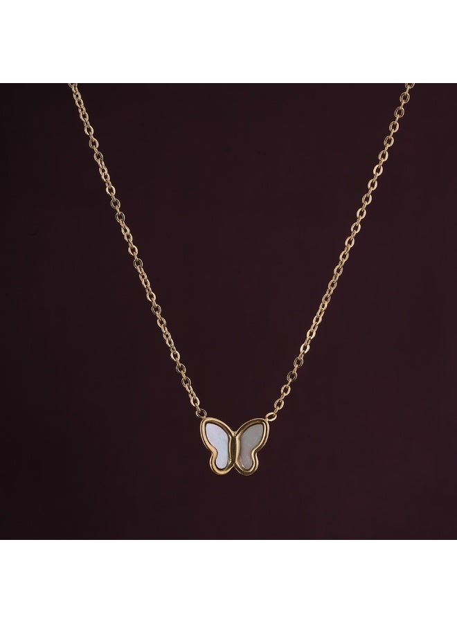 PALMONAS 18k Gold Tone Plated Little Butterfly Necklace
 for Women - Image 3