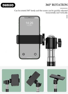 DUNISO Portable Phone Floor Tripod Stand, Retractable Adjustable Cell Phone Tall Tripod Stand, Phone Selfie Stick Tripod with Remote Control, Rotate Phone Holder with Storage Bag, Sturdy Floor Stand  for Video Recording Live Streaming  - Image 2