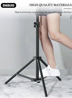 DUNISO Portable Phone Floor Tripod Stand, Retractable Adjustable Cell Phone Tall Tripod Stand, Phone Selfie Stick Tripod with Remote Control, Rotate Phone Holder with Storage Bag, Sturdy Floor Stand  for Video Recording Live Streaming  - Image 3