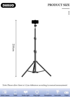 DUNISO Portable Phone Floor Tripod Stand, Retractable Adjustable Cell Phone Tall Tripod Stand, Phone Selfie Stick Tripod with Remote Control, Rotate Phone Holder with Storage Bag, Sturdy Floor Stand  for Video Recording Live Streaming  - Image 5
