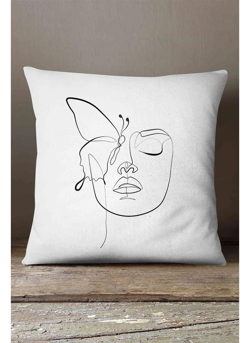 İnsense Home Velvet Babyface White Black Modern Silhouette Figure Patterned Digital Print Throw Pillow Case CGH516