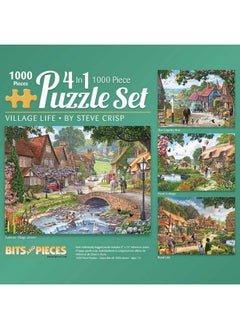 Bits and Pieces 4In1 Multipack 1000 Piece Jigsaw Puzzles For Adultseach Measures 20" X 27" (51Cm X 69Cm)Village Life By Artist Steve Crisp  - Image 2
