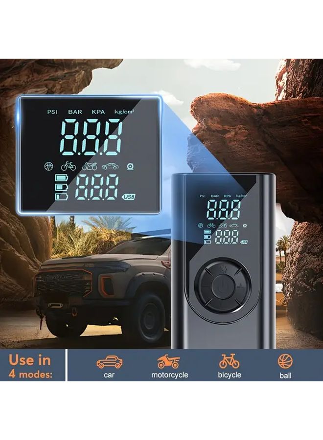 Black Portable Air Compressor Inflator 150PSI Fast Inflation USB Tire Pump for Car Motorcycle - Image 3