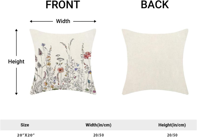 Throw Pillow Covers: 50 X 50 Cm Durable Polyester Linen - Fade-resistant Concealed Zipper Spring Floral Cushion Covers for Home Sofas Beds Cars Gift Recipients - Image 5