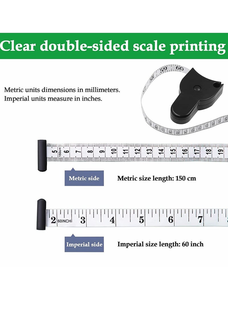 هاهاهاي شريط قياس أوتوماتيكي قابل للسحب لقياس محيط الخصر وفقدان الوزن والأشغال اليدوية والخياطة بدقة - أسود - Image 3