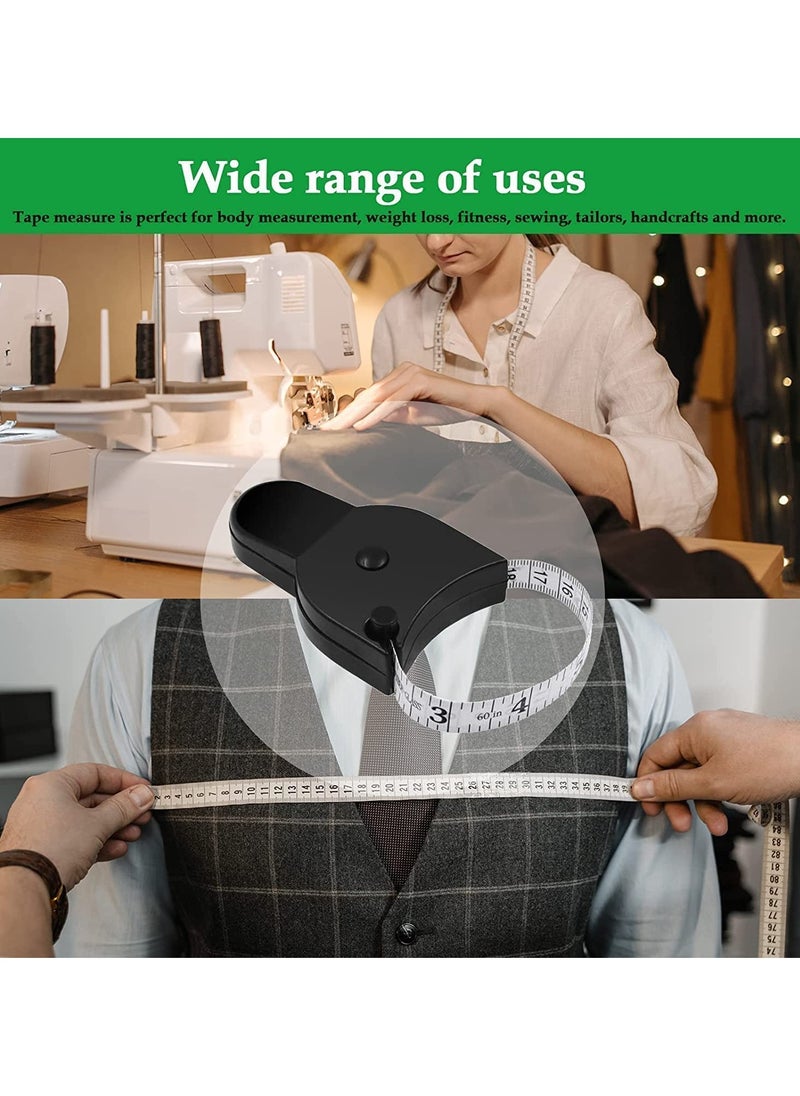 HaHaHai - Body Measuring Tape, Accurate Waist Measuring Tape for Weight Loss, Handcrafts Tailor Automatic Telescopic Body Tape (Black) - Image 1