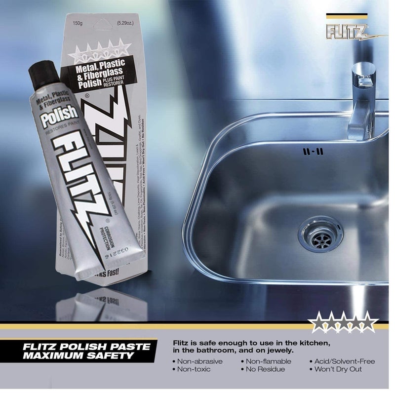 Flitz Multi-Purpose Metal Polish Paste - 5.29oz Tube of USA-Made Chrome Polish - Works on Stainless Steel, Aluminum, Plastic, Jewelry and Cars - Non-Abrasive Cleaner & Rust Remover (3 Pack) - Image 3