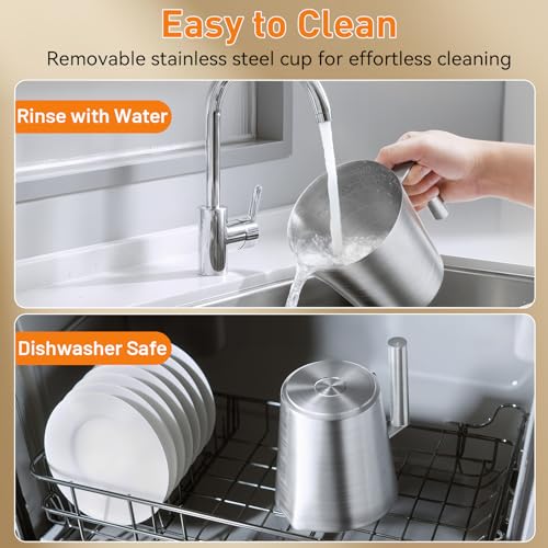 Secura 4-in-1 Automatic Milk Frother, 17oz Teflon-Free Stainless Steel Jug, Hot/Cold Foam Maker & Milk Warmer for Latte, Cappuccino, Macchiato, Hot Chocolate, Includes Silicone Spatula & 2 Whisks - Image 3