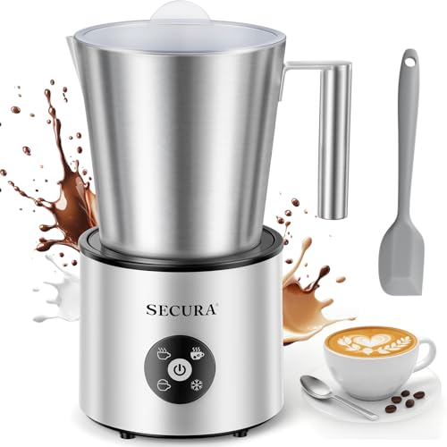 Secura 4-in-1 Automatic Milk Frother, 17oz Teflon-Free Stainless Steel Jug, Hot/Cold Foam Maker & Milk Warmer for Latte, Cappuccino, Macchiato, Hot Chocolate, Includes Silicone Spatula & 2 Whisks - Image 1